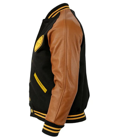 1955 Pittsburgh Steelers Black Wool & Brown Genuine Leather Sleeves Men's Varsity Letterman Jacket