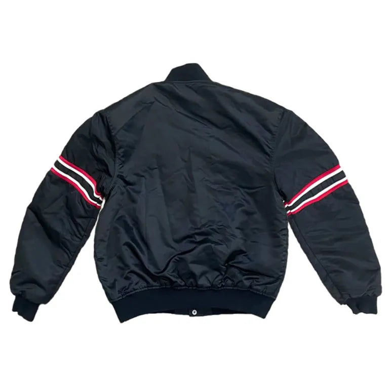90’s Houston Oilers Full-Snap Varsity Black Satin Men's Bomber Jacket