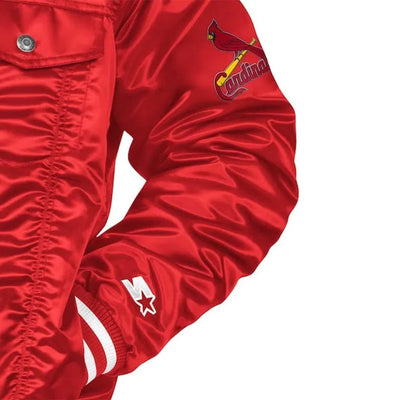 St. Louis Cardinals Silver Tab Trucker Full-Snap Red Satin Bomber Men's Jacket