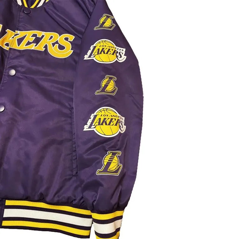 Los Angeles Lakers 48 West Full-Snap Varsity Purple Satin Men's Bomber Jacket