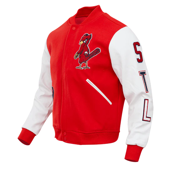 Louis Cardinals Red Wool & White Leather Sleeves Varsity Men's Jacket