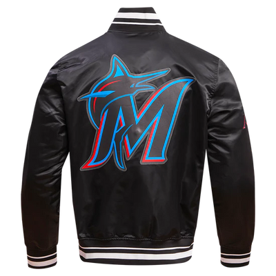 Miami Marlins Black Satin Varsity Full-Snap Men's Jacket