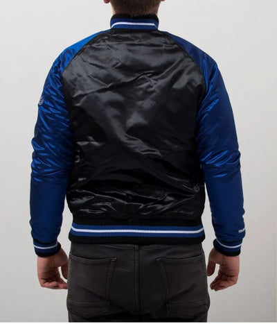 Orlando Magic Full-Snap Varsity Blue and Black Satin Men's Bomber Jacket