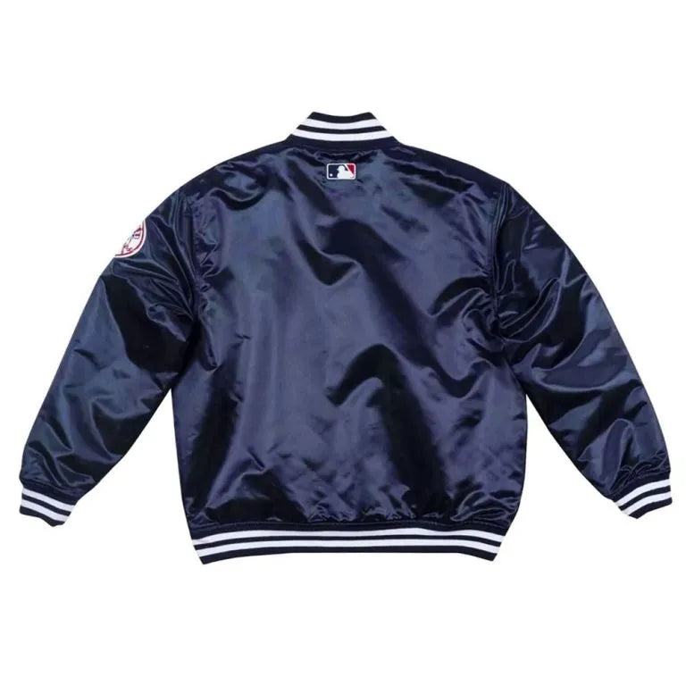 New York Yankees Joe Torre Full-Snap Navy Blue Satin Bomber Men's Jacket