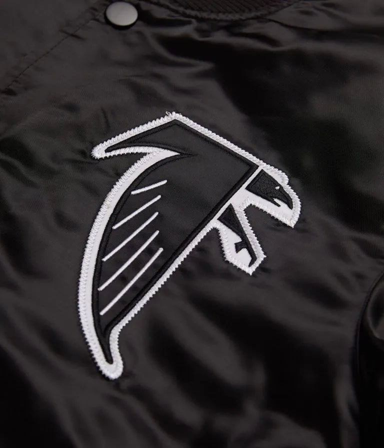 Atlanta Falcons Full-Snap Varsity Black Satin Men's Bomber Jacket