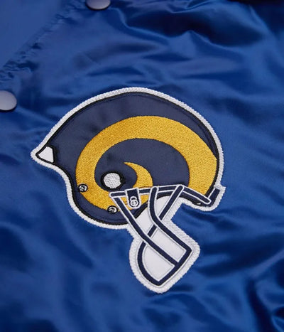 Los Angeles Rams Full-Snap Varsity Royal Blue Satin Men's Bomber Jacket