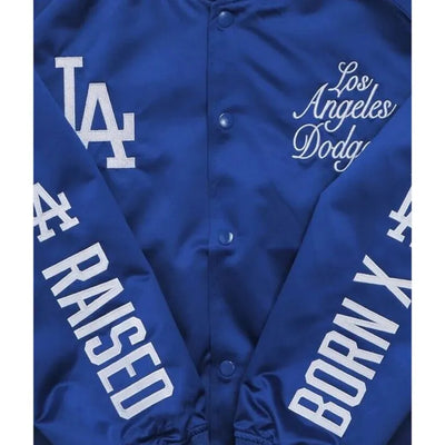 LA Dodgers Born Raised Post Season Blue Full-Snap Satin Men's Jacket