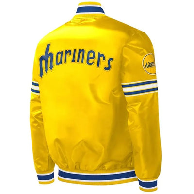 Seattle Mariners Slider Yellow Satin Full-Snap Varsity Men's Jacket