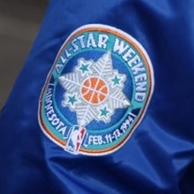 Minnesota Timberwolves All Star Weekend Full-Snap Varsity Blue Satin Men's Bomber Jacket