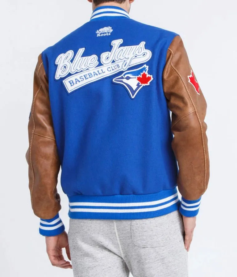 Toronto Blue Jays Royal Blue Wool & Brown Leather Sleeves Varsity Men's Jacket