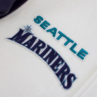 Seattle Mariners Off white Wool & Navy Blue Leather Sleeves Varsity Men's Jacket