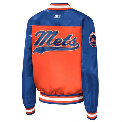 New York Mets The Legend Orange & Royal Blue Satin Full-Snap Men's Jacket