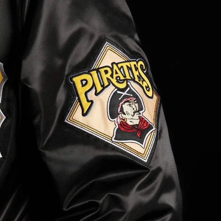 Pittsburgh Pirates Classic Black Satin Full-Snap Men's Jacket