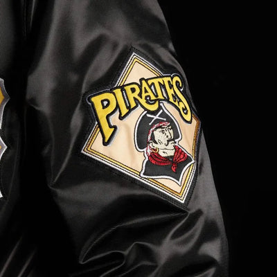 Pittsburgh Pirates Classic Black Satin Full-Snap Men's Jacket