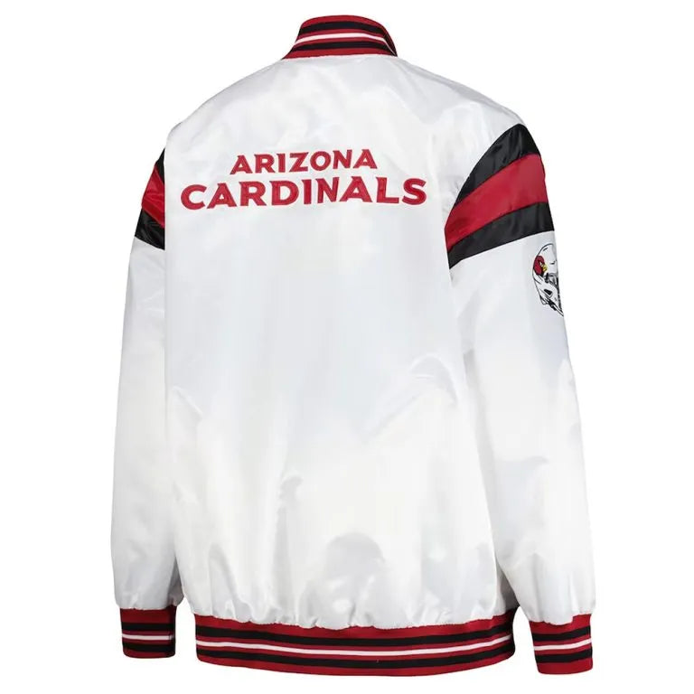 Arizona Cardinals Full-Snap Varsity White Satin Men's Bomber Jacket