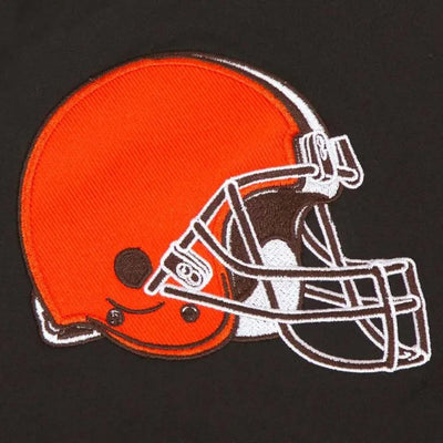 Cleveland Browns Black Wool & White Genuine Leather Sleeves Men's Varsity Jacket