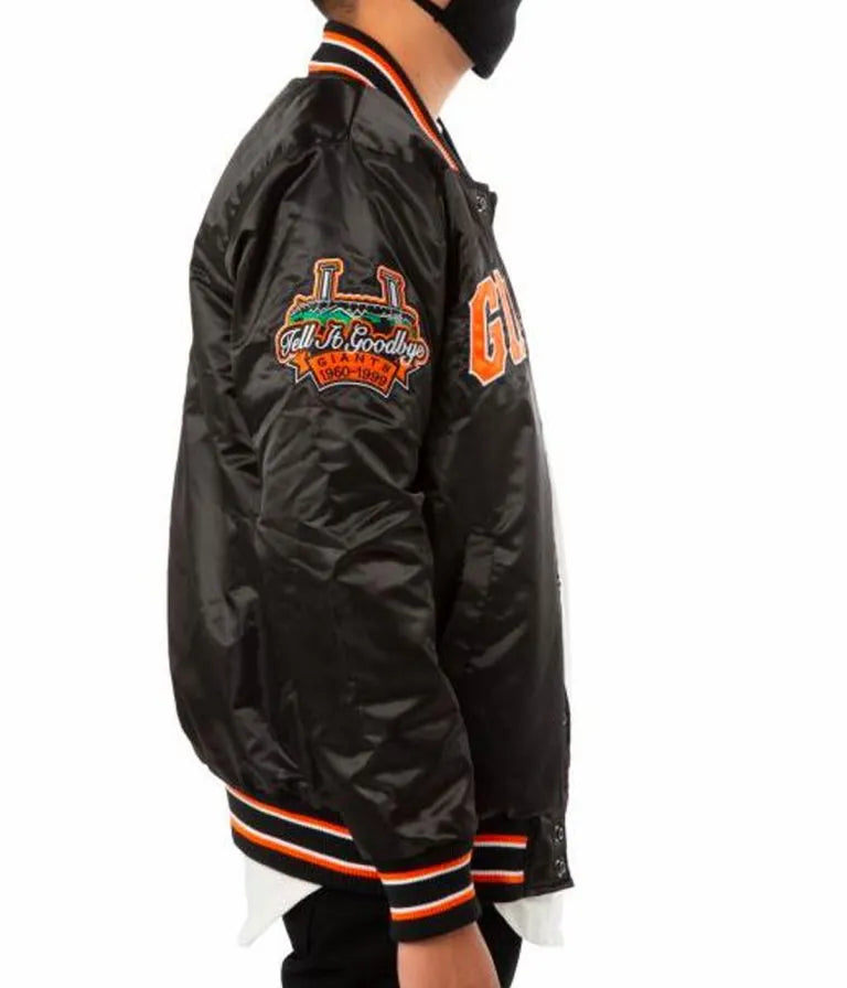 San Francisco Giants Full-Snap Black Satin Men's Jacket
