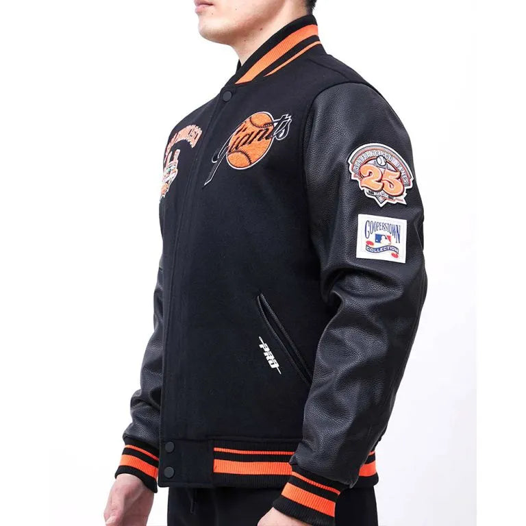 San Francisco Giants Black Wool & Leather Sleeves Varsity Men's Jacket