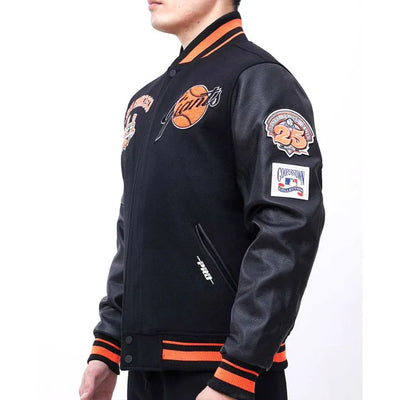San Francisco Giants Black Wool & Leather Sleeves Varsity Men's Jacket