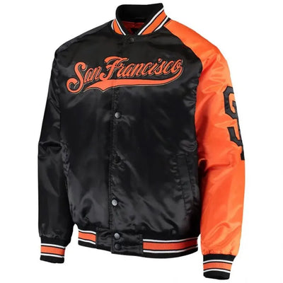 San Francisco Giants Black/Orange Satin Varsity Full-Snap Men's Jacket