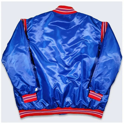 New England Patriots Ben Affleck Full-Snap Varsity Royal Blue Satin Men's Bomber Jacket