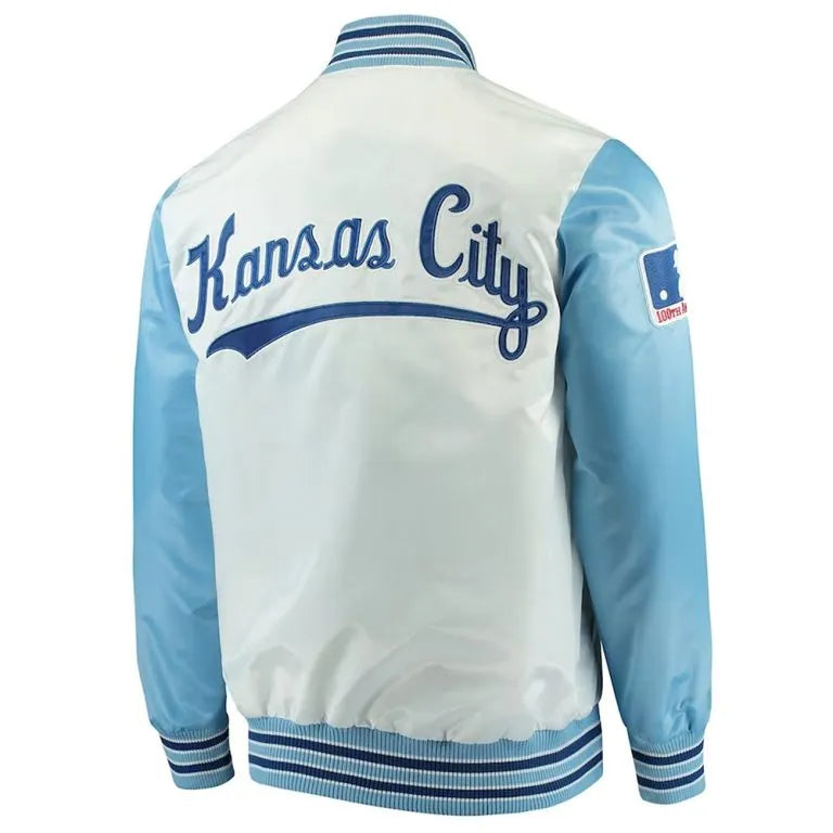 Kansas City Royals The Legend Full-Snap White and Blue Satin Men's Jacket