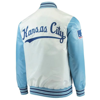 Kansas City Royals The Legend Full-Snap White and Blue Satin Men's Jacket