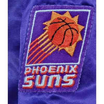 90’s Phoenix Suns Full-Snap Varsity Purple Satin Men's Bomber Jacket