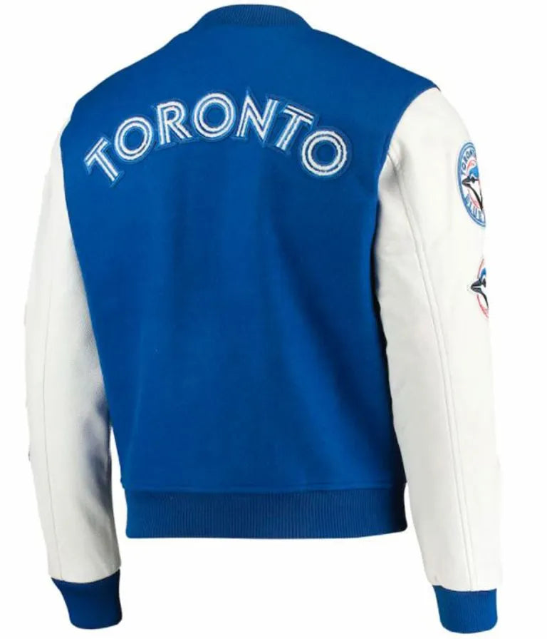 Toronto Blue Jays Royal Blue Wool & White Leather Sleeves Varsity Men's Jacket
