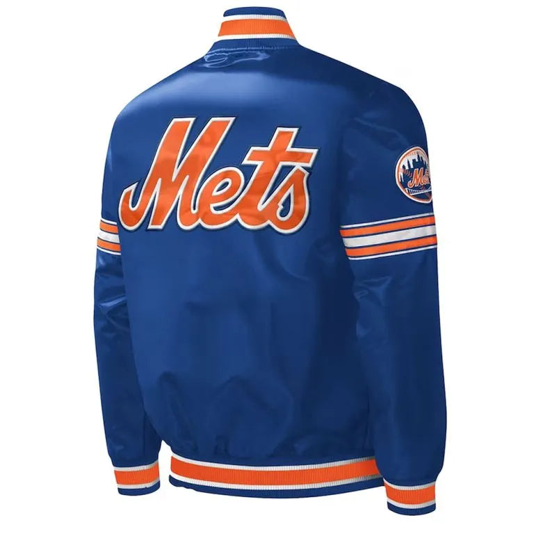 New York Mets Midfield Full-Snap Varsity Royal Blue Satin Men's Jacket