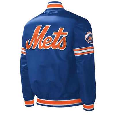New York Mets Midfield Full-Snap Varsity Royal Blue Satin Men's Jacket
