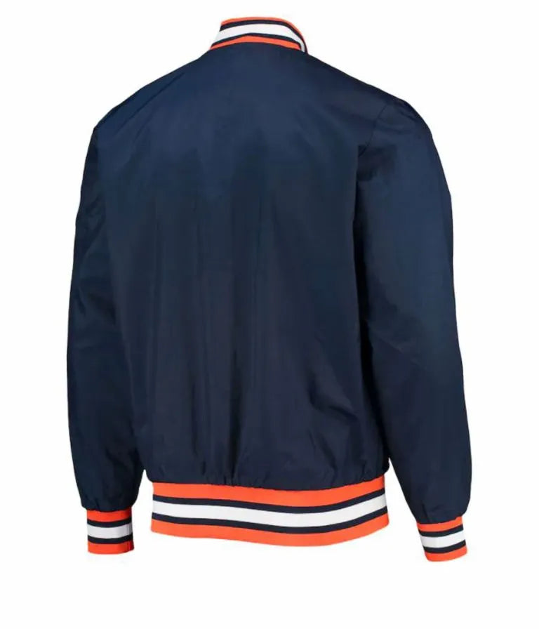 Detroit Tigers Blue Satin Full-Snap Bomber Men's Jacket