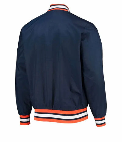 Detroit Tigers Blue Satin Full-Snap Bomber Men's Jacket