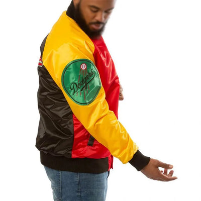 Black/Red Los Angeles Dodgers Ty Mopkins Satin Full-Snap Men's Jacket