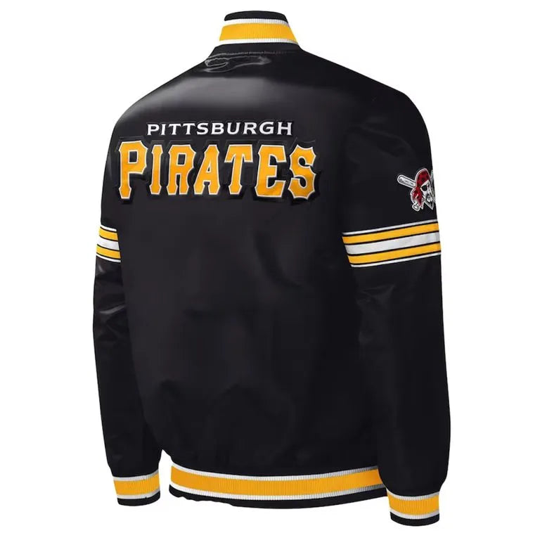 Pittsburgh Pirates Midfield Varsity Black Satin Full-Snap Men's Jacket