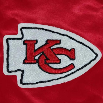 Kansas City Chiefs Full-Snap Varsity Red Satin Men's Bomber Jacket