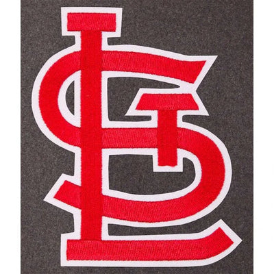 Louis Cardinals Charcoal Wool & Navy Blue Leather Sleeves Varsity Men's Jacket