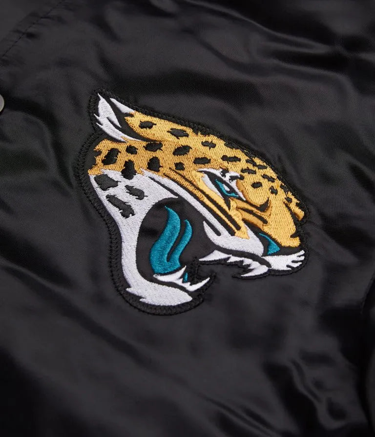 Jacksonville Jaguars Full-Snap Varsity Black Satin Men's Bomber Jacket