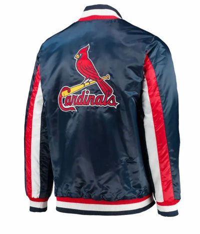 St. Louis Cardinals The Ace Blue Satin Full-Snap Bomber Men's Jacket