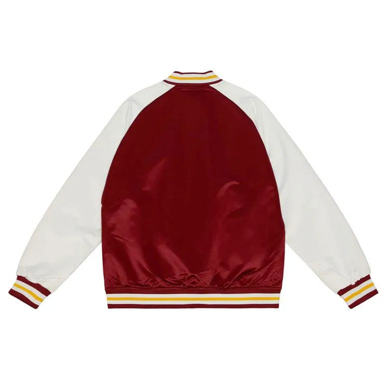Cleveland Cavaliers Prime Time Full-Snap Varsity Burgundy and White Satin Men's Bomber Jacket