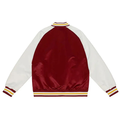 Cleveland Cavaliers Prime Time Full-Snap Varsity Burgundy and White Satin Men's Bomber Jacket