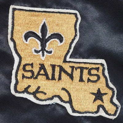 80’s New Orleans Saints Full-Snap Varsity Black Satin Men's Bomber Jacket