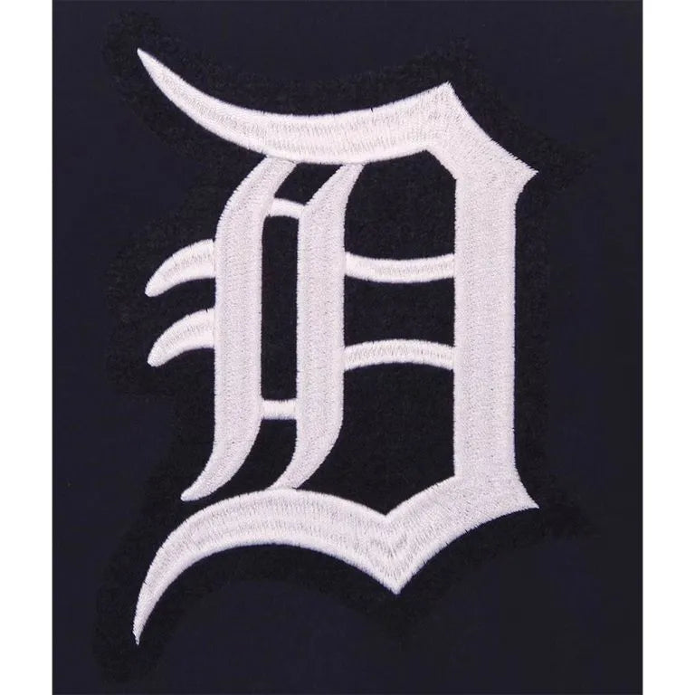 Detroit Tigers Navy Wool & White Leather Sleeves Varsity Men's Jacket