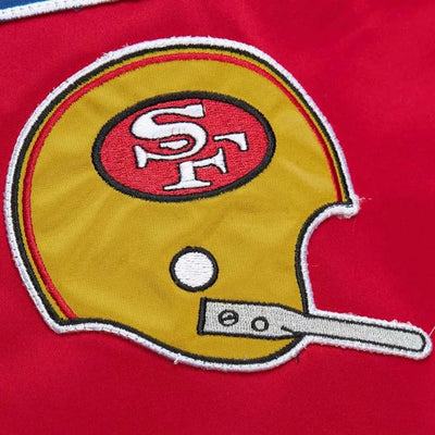 San Francisco 49ers Lightweight Full-Zip Varsity Red Satin Men's Bomber Jacket