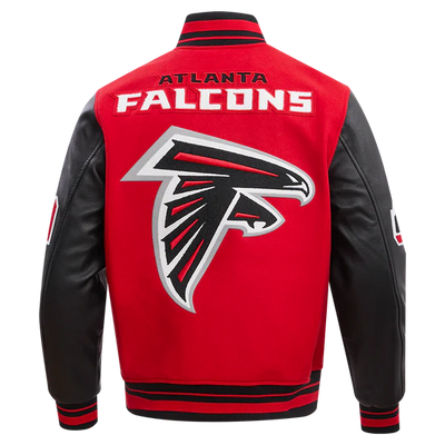 Atlanta Falcons Mashup Varsity Red Wool & Black Genuine Leather Sleeves Men's Jacket
