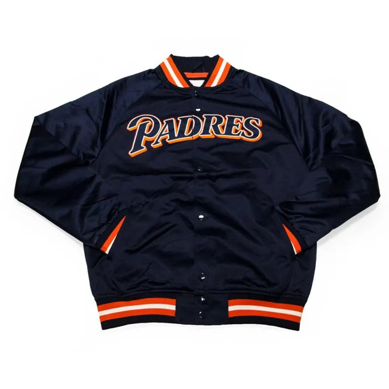 San Diego Padres Full-Snap Lightweight Navy Blue Satin Men's Jacket