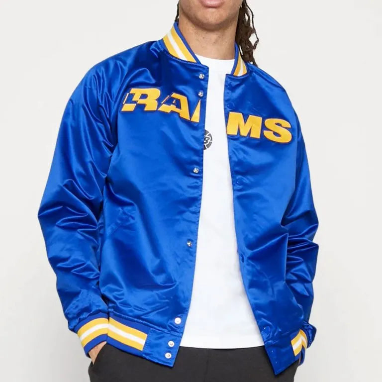 Los Angeles Chargers Lightweight Full-Snap Varsity Royal Blue Satin Men's Bomber Jacket