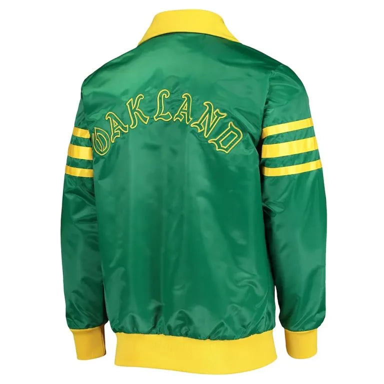 Oakland A’s Cooperstown Collection The Captain III Green Full-Zip Satin Men's Jacket