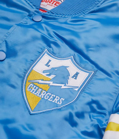Los Angeles Chargers Full-Snap Varsity Light Blue Satin Men's Bomber Jacket