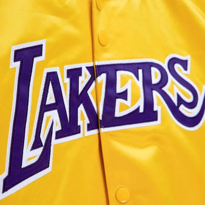 Los Angeles Lakers Lightweight Full-Snap Varsity Yellow Satin Men's Bomber Jacket